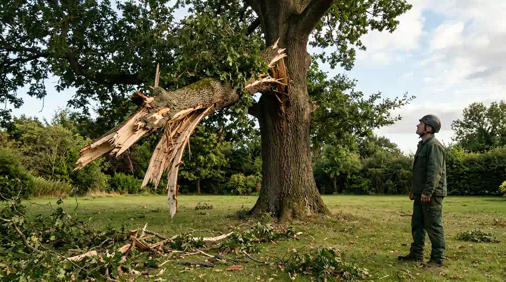 Baumkontrolle in Potsdam: Sturmschaden an einer Eiche – Pro Baumpflege Potsdam Sturmschaden an einer Eiche, Baumkontrolle in Potsdam von Pro Baumpflege Potsdam