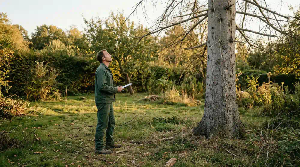 abgestorbene Fichte im Garten, Fällgenehmigung in Potsdam von Pro Baumpflege Potsdam